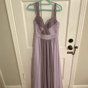 Purple maxi bridesmaid wedding prom dress